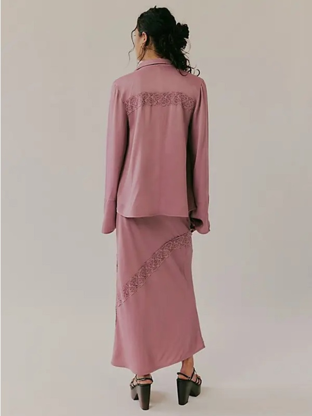 Free People Purple Lace-Trim Midi Skirt - Picture 3 of 9